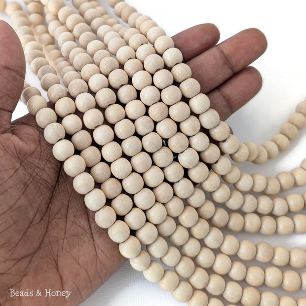 Whitewood Large Hole Bead Round 8.5mm (16-Inch Strand)