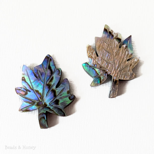 Abalone Shell Focal Beads Grape Leaf 22x28mm (2pcs)