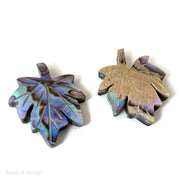 Abalone Shell Focal Beads Grape Leaf 22x28mm (2pcs)