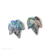 Abalone Shell Focal Beads Grape Leaves 20x26mm (2pcs)