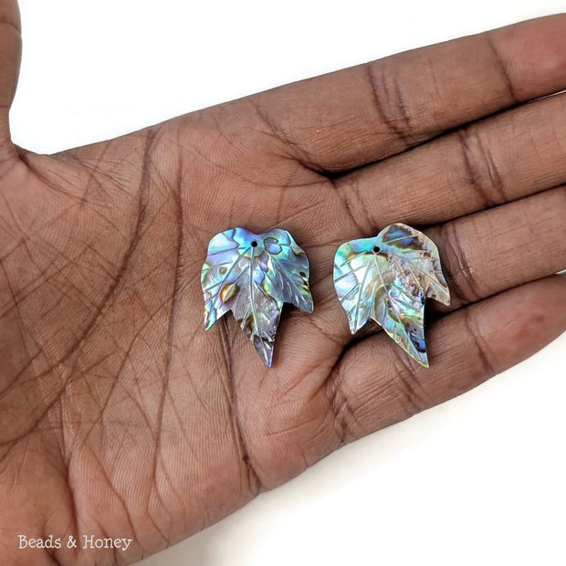 Abalone Shell Focal Beads Grape Leaves 20x26mm (2pcs)