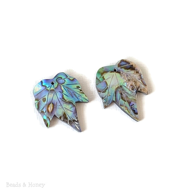 Abalone Shell Focal Beads Grape Leaves 20x26mm (2pcs)