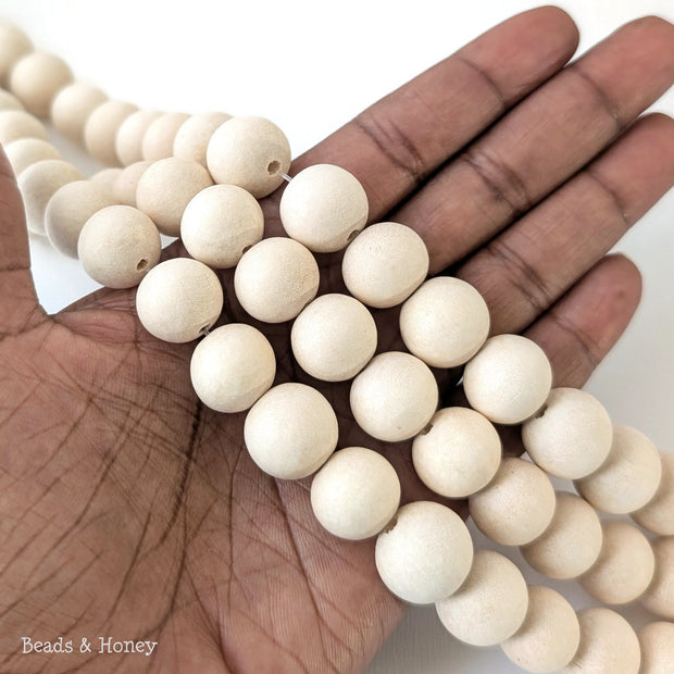 Unfinished Whitewood Round 14-15mm (16 Inch Strand)