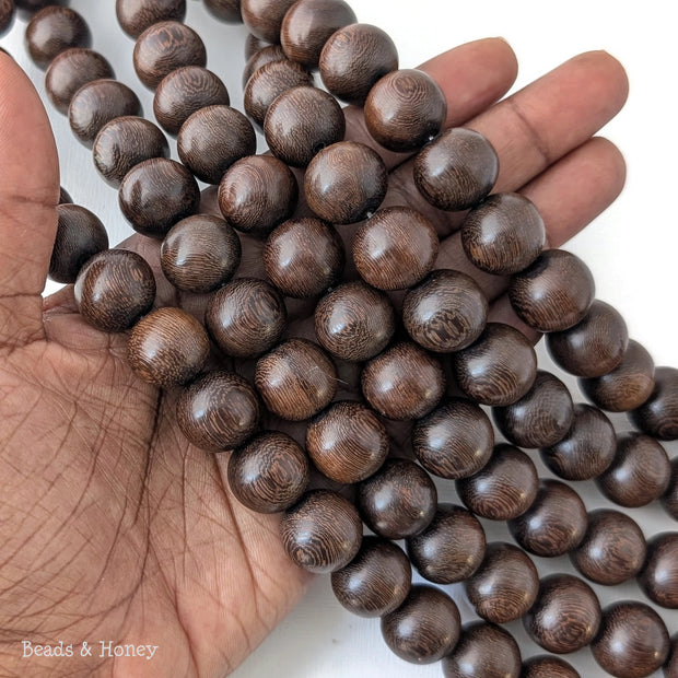 Madre de Cacao Wood Dark Round 14-15mm (16-Inch Strand)