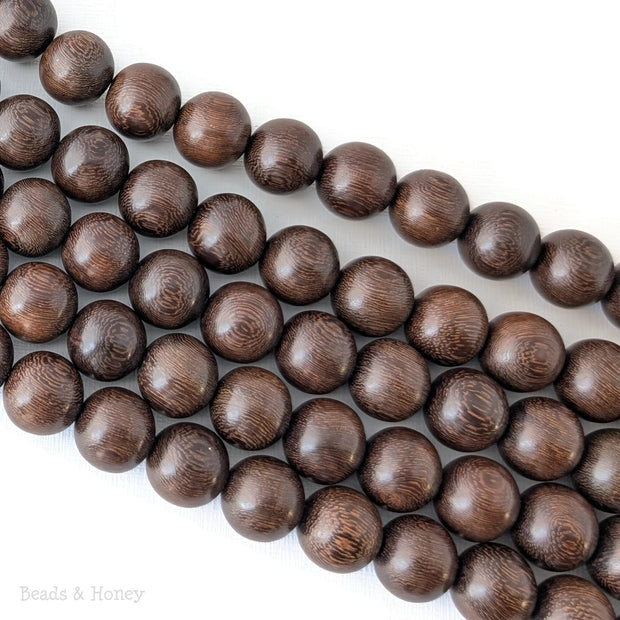 Madre de Cacao Wood Dark Round 14-15mm (16-Inch Strand)