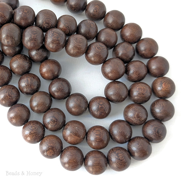 Madre de Cacao Wood Dark Round 14-15mm (16-Inch Strand)