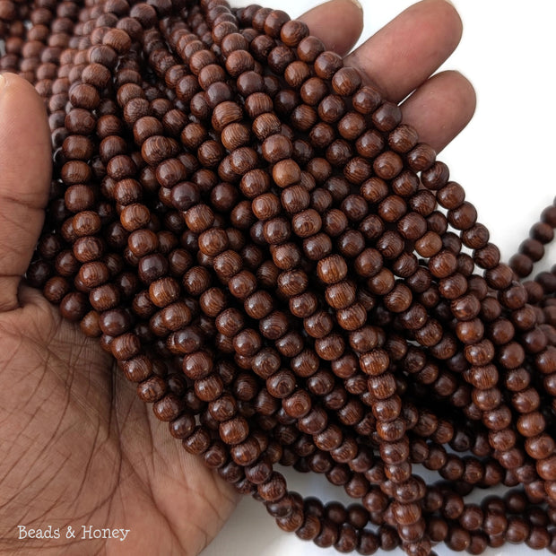Madre de Cacao Wood Bead Dark Round 6-7mm (16-Inch Strand)