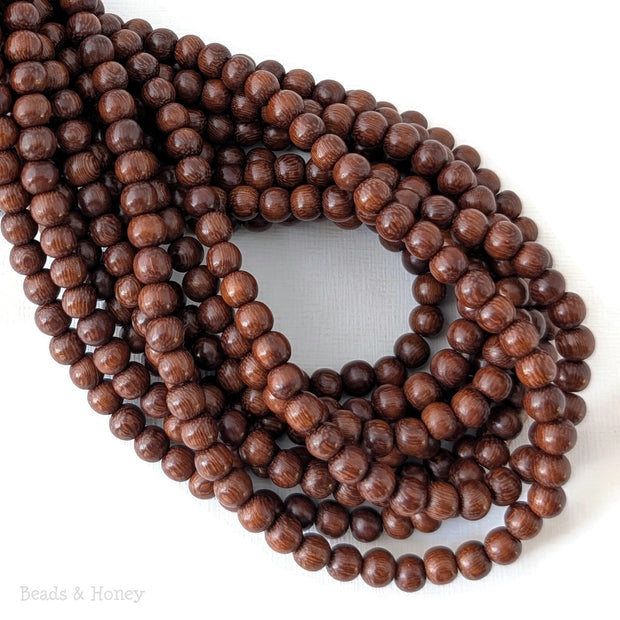 Madre de Cacao Wood Bead Dark Round 6-7mm (16-Inch Strand)
