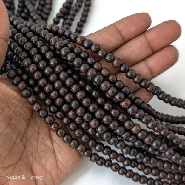 Madre de Cacao Wood Bead Very Dark Round 6-7mm (16-Inch Strand)