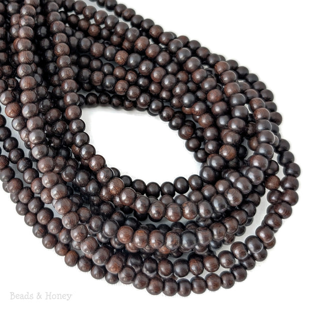 Madre de Cacao Wood Bead Very Dark Round 6-7mm (16-Inch Strand)