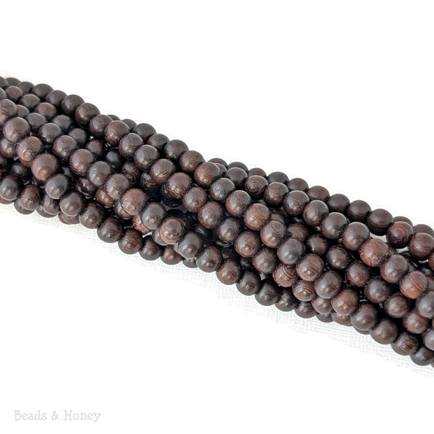 Madre de Cacao Wood Bead Very Dark Round 6-7mm (16-Inch Strand)