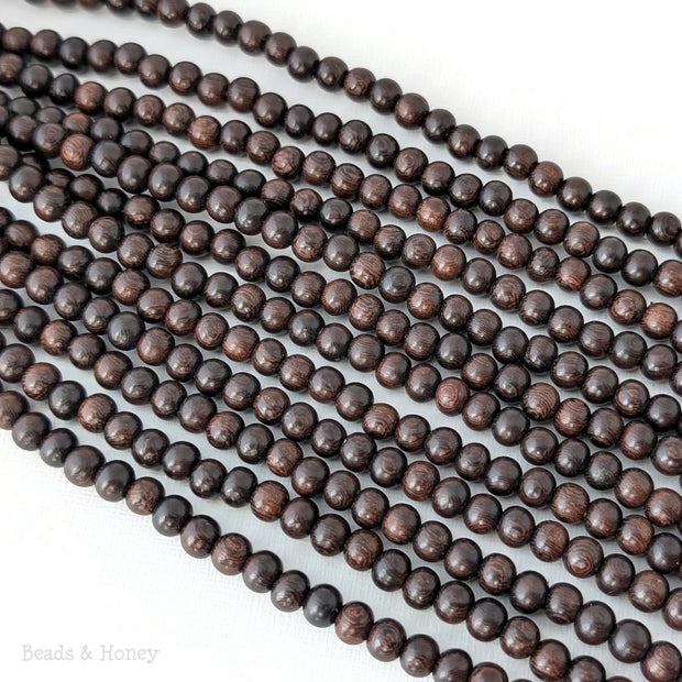 Madre de Cacao Wood Bead Very Dark Round 6-7mm (16-Inch Strand)