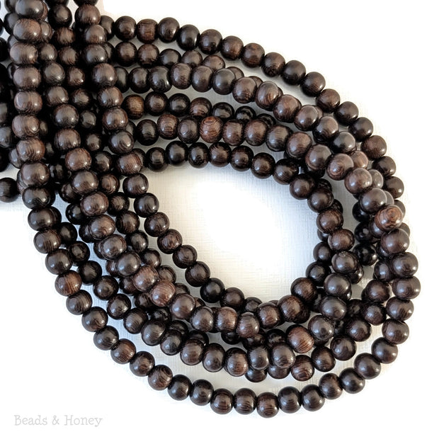 Madre de Cacao Wood Bead Very Dark Round 6-7mm (16-Inch Strand)