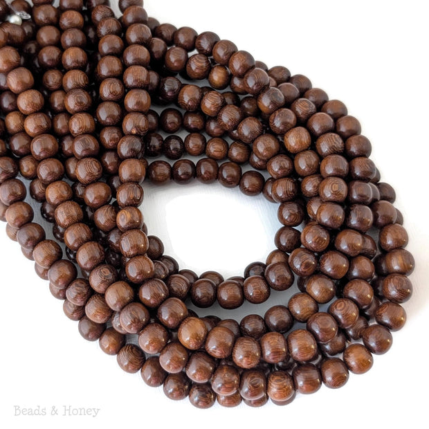 Madre de Cacao Wood Dark Large Hole Round 8.5mm (16-Inch Strand)