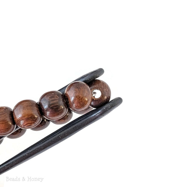 Madre de Cacao Wood Dark Large Hole Round 8.5mm (16-Inch Strand)