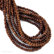 Narra Wood Bead Red Orange to Golden Brown Round 4-5mm (16 Inch Strand)