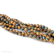 Nangka Wood Bead with Abalone Shell Round 7mm - 8mm (8-Inch Strand)