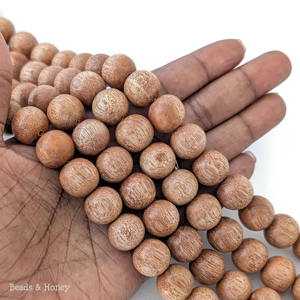 Meranti Wood Bead Light to Medium Round 14mm (16 Inch Strand)