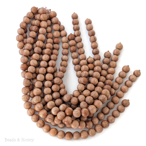 Meranti Wood Bead Light to Medium Round 14mm (16 Inch Strand)
