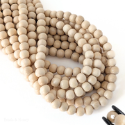 Whitewood Large Hole Bead Round 8.5mm (16-Inch Strand)