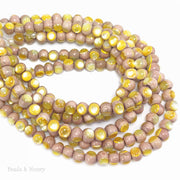 Rosewood Bead with Gold Mother of Pearl Inlay Round 6mm (8-Inch Strand)