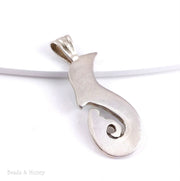 Sterling Silver Hook Pendant Inlaid with Abalone Shell 35x14mm (1pc)