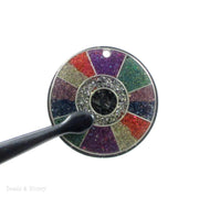 Vintage Sawdust Resin Pendant Red/Purple/Green/Blue Abstract Wheel Design 38mm (1pc)