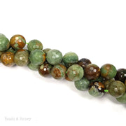 African Green Opal Bead Round Faceted 12mm (15.5 Inch Strand)