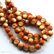 Sibucao Wood Bead with Gold Mother of Pearl Inlay Round 7mm-8mm (8-Inch Strand)