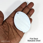 Abalone Shell Pendant w/White Makabibi Shell Back Top Drill Hole Large 60x45mm (1pc)