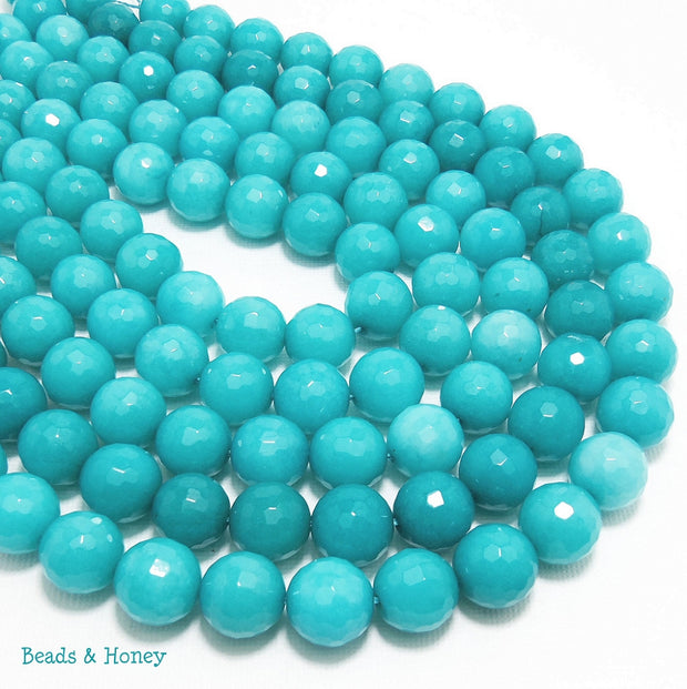 Dyed Agate Aqua Blue Round Faceted 12mm (1/2 Strand)
