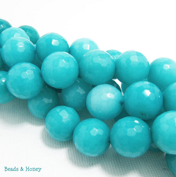 Dyed Agate Aqua Blue Round Faceted 12mm (1/2 Strand)