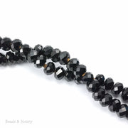 Dakota Stones Black Spinel Large Hole Bead Diamond Cut Faceted Rondelle 8mm (8-Inch Strand)