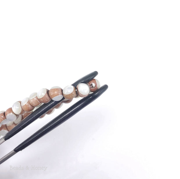 Rosewood Bead Inlaid with White Mother of Pearl Round 6mm (8-Inch Strand)