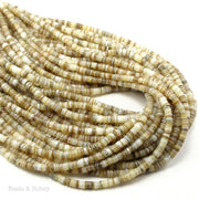 Kabibe Shell Beads Brown/Gray/White Heishi 4-5mm (16-Inch or 24-Inch Strand)