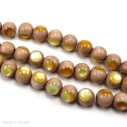 Rosewood Bead with Gold Mother of Pearl Inlay Round 10mm (8-Inch Strand)