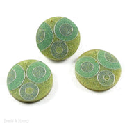 Vintage Recycled Sawdust Pendant Green/Blue Abstract Circle Design 35mm (1pc)