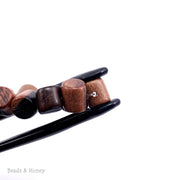 Tiger Ebony Wood Bead Tiny Drum Side Drill 7x7mm (16-Inch Strand)