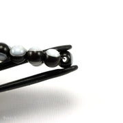 Ebony Wood Bead with White Mother of Pearl Inlay Round 8mm (8-Inch Strand)
