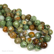 African Green Opal Bead Round Faceted 12mm (15.5 Inch Strand)