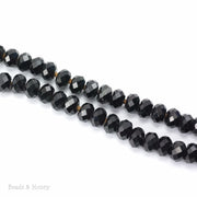 Dakota Stones Black Spinel Large Hole Bead Diamond Cut Faceted Rondelle 8mm (8-Inch Strand)