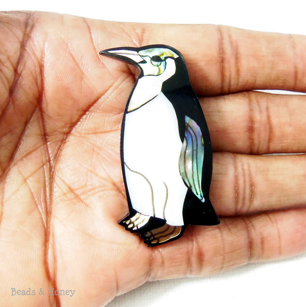 Mosaic Shell Inlaid Resin Cabochon Penguin 45x22mm (1pc)