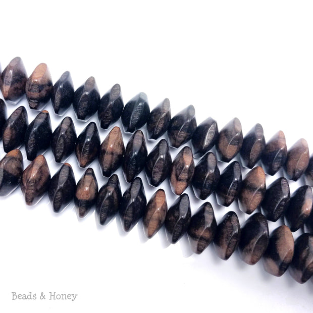 Ebony Wood Bead 5-Point Saucer/Star Design 8x16mm (8-Inch Strand)