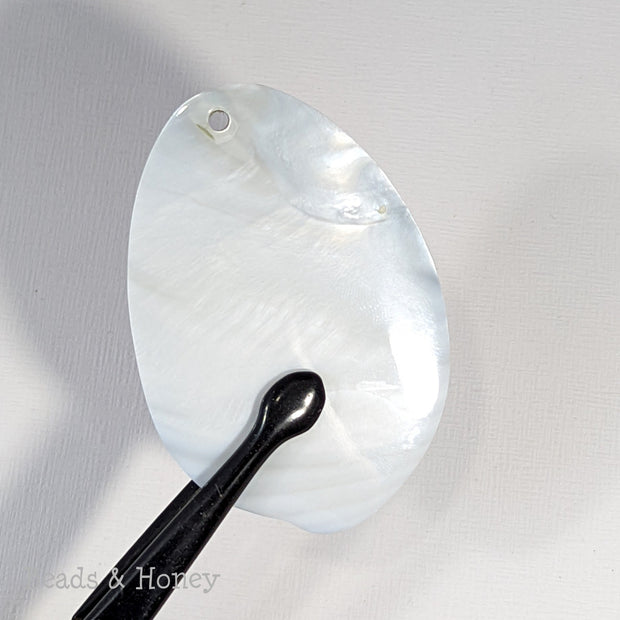 Abalone Shell Pendant w/White Makabibi Shell Back Top Drill Hole Large 60x45mm (1pc)