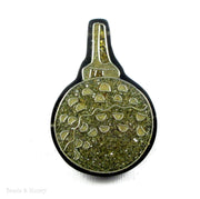 Vintage Recycled Sawdust Pendant Gold/Olive Green Abstract Key Design 50x32mm (1pc)