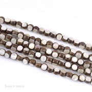 Graywood Bead Inlaid with White Mother of Pearl Round 6mm (8-Inch Strand)