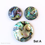 Abalone Shell Coin Set Pendant/Charm 32mm/22mm (Set of 3)