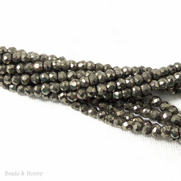Pyrite Bead Rondelle Faceted 3mm - 4mm (13 Inch Strand)