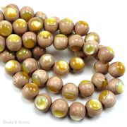 Rosewood Bead with Gold Mother of Pearl Inlay Round 10mm