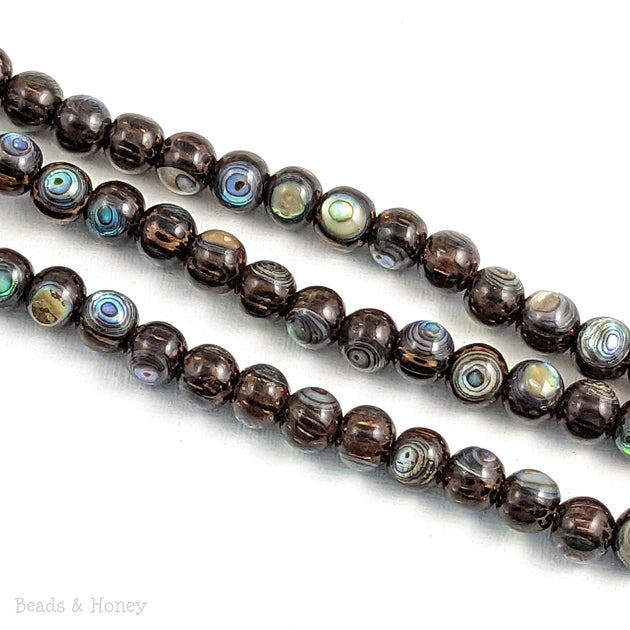 Patikan Wood Bead with Abalone Shell Inlay Round 10mm (8-Inch Strand ...
